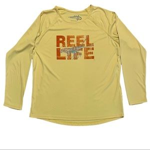 Reel Life Yellow Long Sleeve Lightweight Silky Shirt Size XL